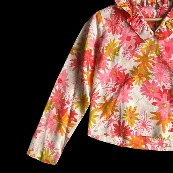 Vintage Carol Brent Pink Floral Print Ruffle Neckline Top - Picture 4 of 9